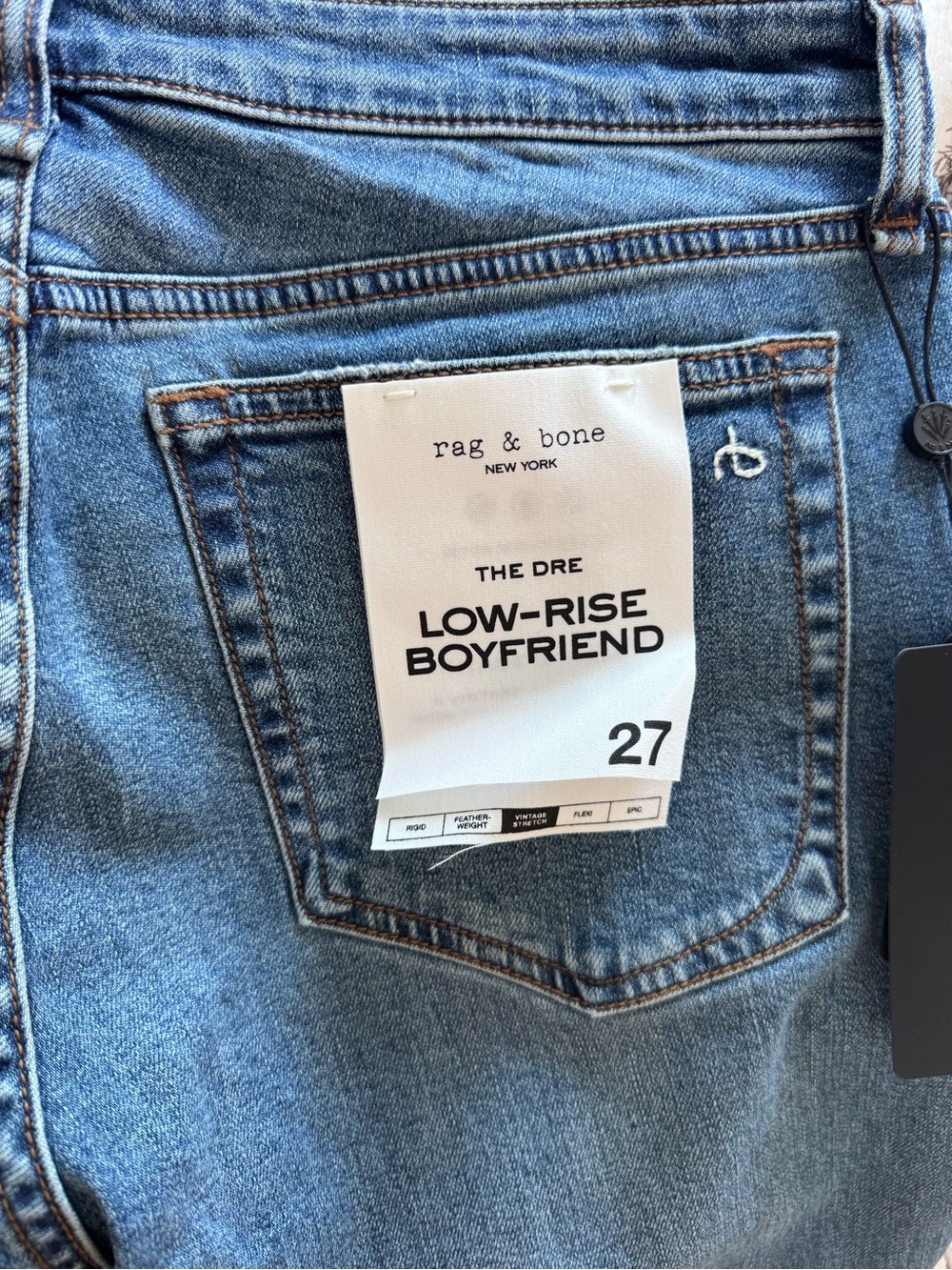 NWT Rag & Bone Dre Low-Rise Stretch Boyfriend Jeans - Julienne; Size 27 - Picture 13 of 16